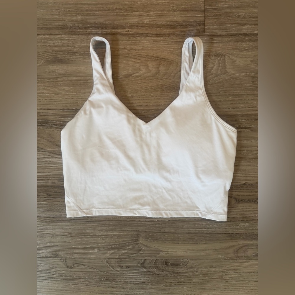 White Lined V-Neck Swim Suit Top, Size Large